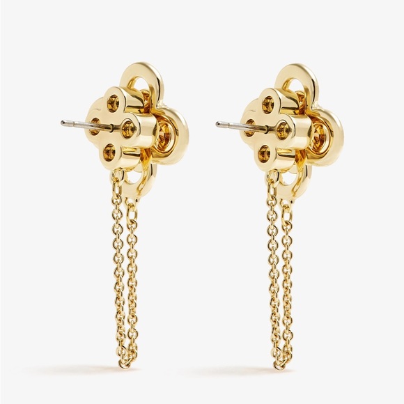 Tory Burch Kira Clover front-back stud earrings. - Picture 2 of 7